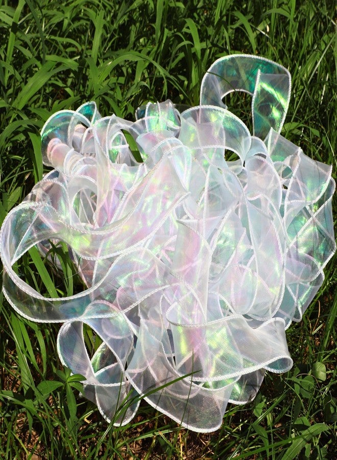 FENKON Holographic White Ribbon 1.5 inches x 20 Yards for Gift Wrap Birthday Decorations Christmas Decorations Wedding (White, 20 Yards) - Image 5